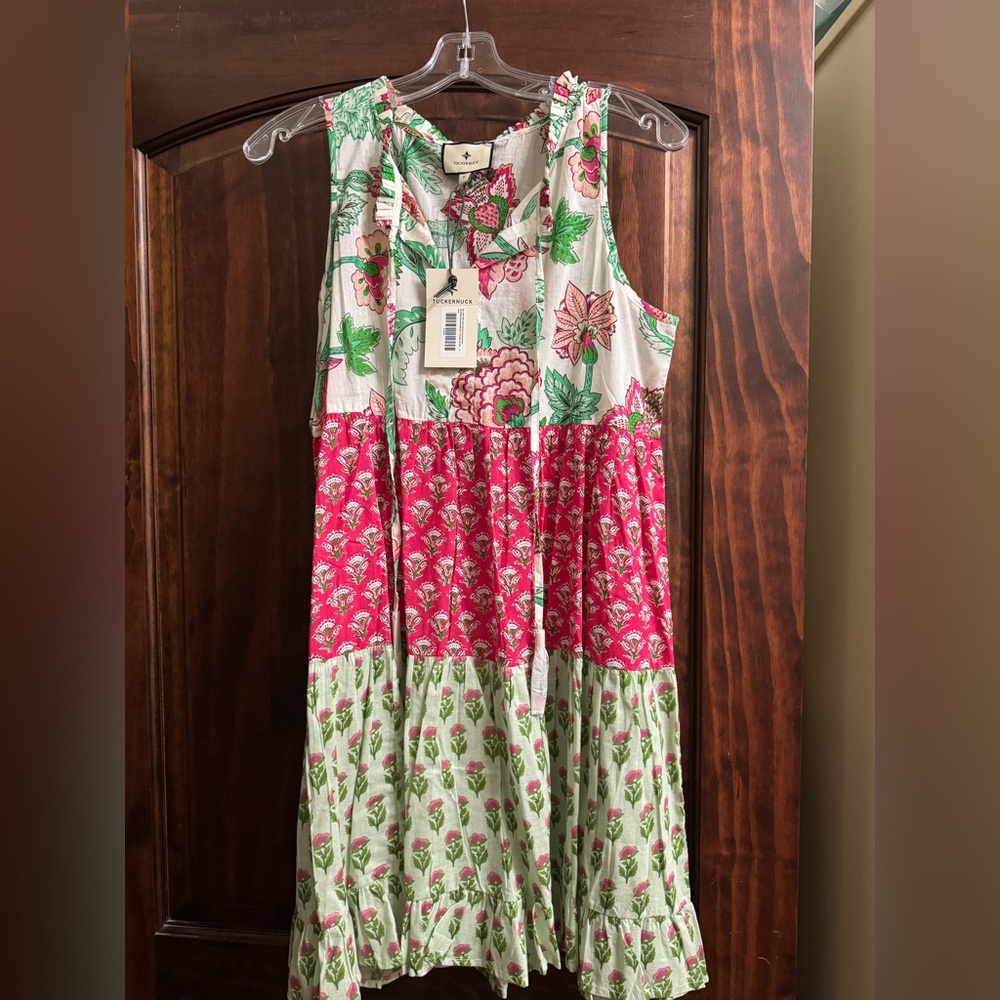 Floral mini Dress - Pink and Green